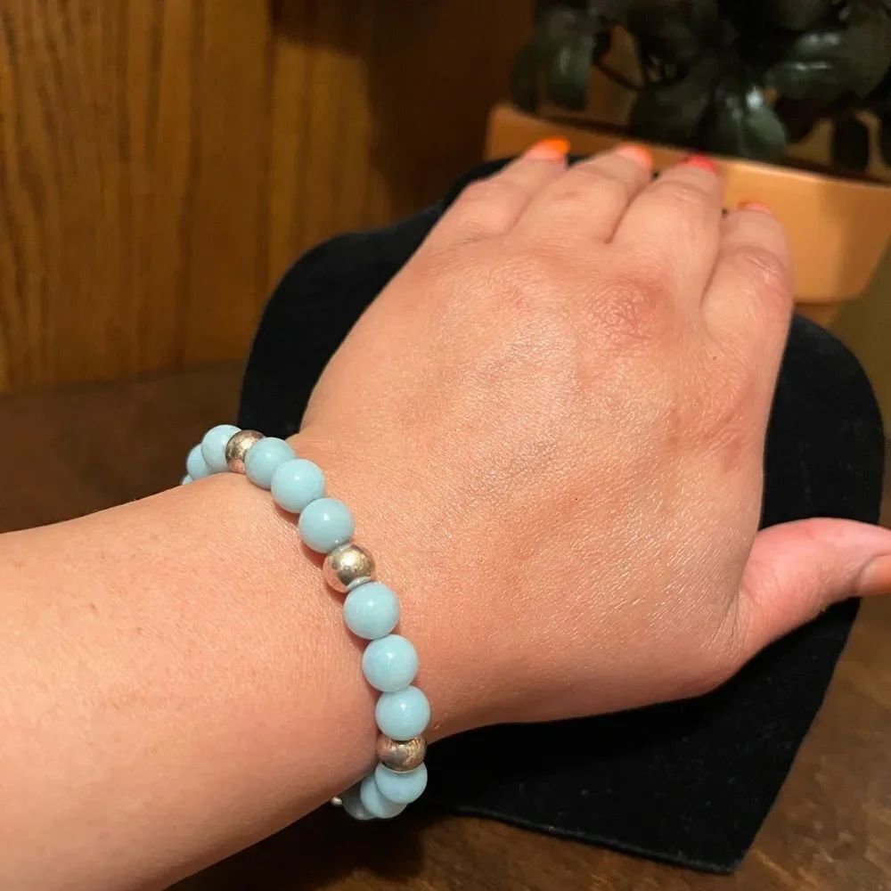 milor Sterling silver pale blue Amazonite magnetic beaded bracelet